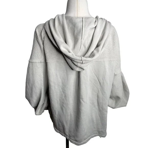 Free People Britney Cardi Jacket Hooded Sweatshirt Zip Front Oatmeal Size M NWT - Picture 8 of 10